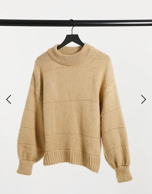 Oversized jumper with stripe stitch detail in oatmeal